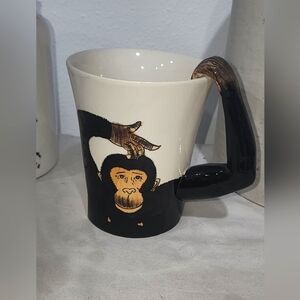 Pier 1 One Imports Monkey Chimpanzee Neck Handle Coffee Tea Cup Mug Large